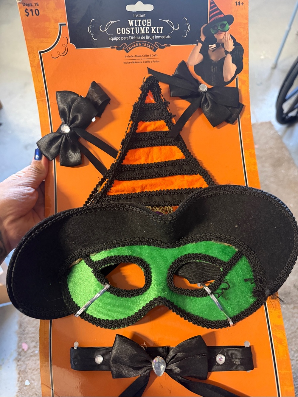 adidas Black & Green Kids Witch Costume Set with Orange Accents